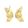 Rack Plating Brass Micro Pave Cubic Zirconia Stud Earring EJEW-C102-15G-01-1
