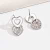 Elegant S925 Sterling Silver Clear Cubic Zirconia Heart Dangle Stud Earrings SV9375-4