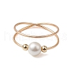 Round Shell Pearl Beaded Ring RJEW-TA00134-1