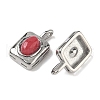 304 Stainless Steel Pave Dyed Natural White Jade Rectangle with Oval Charms STAS-L022-516P-03-2