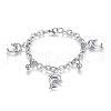 Tarnish Resistant 304 Stainless Steel Charm Bracelets BJEW-G544-04P-1