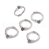 Heart Natural Labradorite Adjustable Rings RJEW-G273-13P-01-1