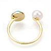 Mother's Day Jewellery Turquoise & Natural Pearl Open Cuff Rings for Women PEAR-N020-07H-3