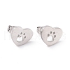 Tarnish Resistant 304 Stainless Steel Heart with Dog Paw Print Stud Earrings for Women EJEW-G328-02P-1
