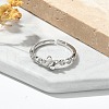 Butterfly Clear Cubic Zirconia Cuff Rings RJEW-G337-11P-2