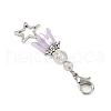 Flower ABS Plastic Pearl & Alloy Star Pendant Decorations HJEW-JM03132-5