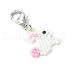 Easter Rabbit Glass Sead Beads Loom Pattern Pendant Decorations HJEW-MZ00131-4