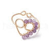 Natural Carnelian & Moss Agate & Amethyst & Apatite Cuff Rings RJEW-TA00206-3