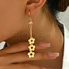 Brass Flower Tassel Hoop Earrings VN3378-4