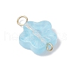 20Pcs Glass Flower Connector Charms PALLOY-JF03140-4