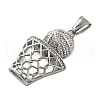 304 Stainless Steel Rhinestone Pendants STAS-G346-54P-2