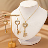 Heart Key Alloy Crystal Rhinestone Pendant Necklaces & Dangle Earrings Sets FS-WGEF036-01-3