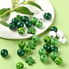 160Pcs 5 Style Irish Theme Painted Natural Wood Beads WOOD-LS0001-48-5