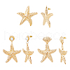 FIBLOOM 3 Pairs 3 Style Alloy Starfish Dangle Stud Earrings with Plastic Pearl Beaded EJEW-FI0002-95-1