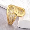 Brass Micro Pave Cubic Zirconia Adjustable Open Cuff Rings for Women RJEW-K292-06G-3