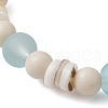 Bohemia Style Natural Fossil & Freshwater Shell & Glass Beads Stretch Bracelets for Women BJEW-JB11863-4
