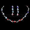 Flat Round Brass Rhinestone Chain Necklaces & Stud Earrings FS-WGE4E6D-01-1