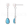 Mother's Day Jewellery Teardrop Brass Natural Pearl Dangle Stud Earrings PEAR-N020-06S-2