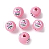 Mother's Day Theme Printed Wood European Beads WOOD-F016-09-2