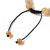8mm Round Natural Topaz Jade Braided Bead Bracelets BJEW-C067-01B-24-4