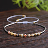 Women's Natural Rose Quartz Faceted Round Beaded Braided Bracelets for Women OH4835-2