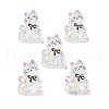 Transparent Resin Bowknot Kitten Decoden Cabochons RESI-M045-07D-1