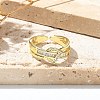 Letter D Clear Cubic Zirconia Cuff Rings RJEW-G337-10G-2