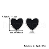 Sweet S925 Sterling Silver Black Agate Heart Stud Earrings AK6007-2