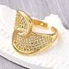 Brass Micro Pave Cubic Zirconia Adjustable Open Cuff Rings for Women RJEW-K292-06G-2