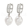 Rack Plating Brass Micro Pave Clear Cubic Zirconia Hoop Earring EJEW-C102-26B-P-1