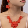 Petal Resin Charm & Alloy Pendant Necklaces & Stud Dangle Earring Sets FS-WG0777B-01-1
