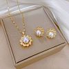 Brass Micro Pave Cubic Zirconia Pendant Necklace & Stud Earrings WG7AC39-69-1