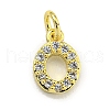 Letter Brass Micro Pave Clear Cubic Zirconia Pendants KK-K354-06G-O-1