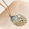 Summer Beach 304 Stainless Steel Light Sky Blue Enamel Pendant Necklaces for Women NJEW-U043-01B-G-2
