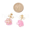 Flower Handmade Glass Seed Beads Dangle Stud Earrings EJEW-MZ00471-02-4