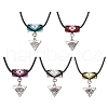 Glass Seed Beaded & Alloy Triangle Evil Eye Pendant Necklaces NJEW-MZ00110-2