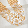 Elegant Brass Geometric Tassel Multi Layered Bib Necklaces for Women's Party Outfit GR3254-3
