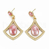 Rhombus with Porcelain Rack Plating Alloy Dangle Stud Earrings EJEW-S211-003-RS-2