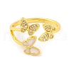 Butterfly Clear Cubic Zirconia Open Cuff Ring RJEW-U003-17G-2