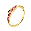 Brass Micro Pave Cubic Zirconia Cuff Rings for Women RJEW-H247-03G-4