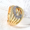 Brass Micro Pave Cubic Zirconia Adjustable Cuff Open Rings RJEW-D313-15PG-2