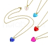 Heart Glass Pendant Necklaces NJEW-K117-01G-1