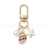 Spiral Shell & Synthetic Turquoise Starfish Pendant Decorations HJEW-JM03171-02-2
