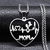 Mother's Day 304 Stainless Steel Hollow Cut Mom Love Heart Pendant Necklaces NJEW-H065-24P-1