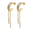 Brass Micro Pave Clear Cubic Zirconia Stud Earrings EJEW-A045-01G-1