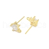 Brass Micro Pave Clear Cubic Zirconia Stud Earring Findings KK-Z099-02G-04-3