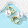 Plastic Pearl Dangle Hoop Earrings with Clear Cubic Zirconia EJEW-A070-08G-3