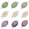 18Pcs 9 Styles Natural Green Aventurine & Amethyst & Rose Quartz Connector Charms PALLOY-HY00037-1