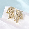 Brass Micro Pave Clear Cubic Zirconia Stud Earrings EJEW-F373-05G-4