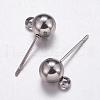 Non-Tarnish 304 Stainless Steel Ball Stud Earrings Findings STAS-K146-017-6mm-1
